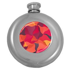 Red Orange Yellow Pink Art Round Hip Flask (5 oz)