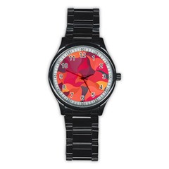 Red Orange Yellow Pink Art Stainless Steel Round Watch by yoursparklingshop