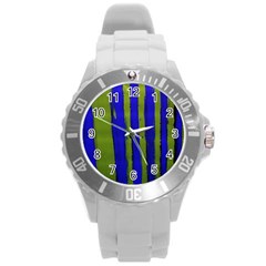 Stripes 4 Round Plastic Sport Watch (l) by bestdesignintheworld