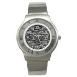 Dark Skin Texture Pattern Stainless Steel Watch Front