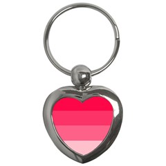 Pink Scarlet Gradient Stripes Pattern Key Chains (heart)  by yoursparklingshop