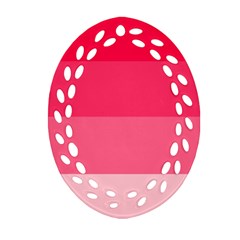 Pink Scarlet Gradient Stripes Pattern Ornament (oval Filigree) by yoursparklingshop