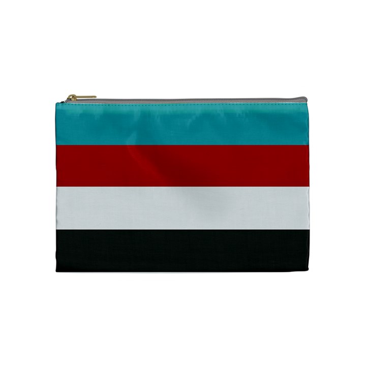 Dark Turquoise Deep Red Gray Elegant Striped Pattern Cosmetic Bag (Medium) 