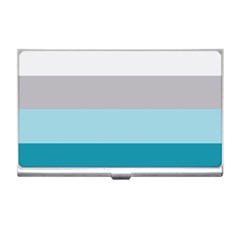 Blue Gray Striped Pattern Horizontal Stripes Business Card Holders by yoursparklingshop