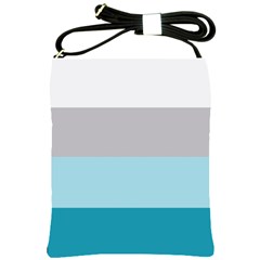 Blue Gray Striped Pattern Horizontal Stripes Shoulder Sling Bags by yoursparklingshop