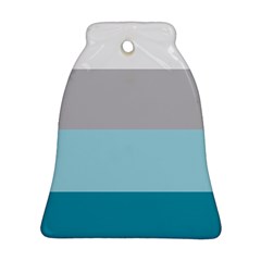 Blue Gray Striped Pattern Horizontal Stripes Bell Ornament (two Sides) by yoursparklingshop