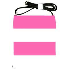 Horizontal Pink White Stripe Pattern Striped Shoulder Sling Bags by yoursparklingshop