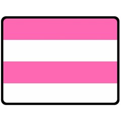 Horizontal Pink White Stripe Pattern Striped Fleece Blanket (large)  by yoursparklingshop