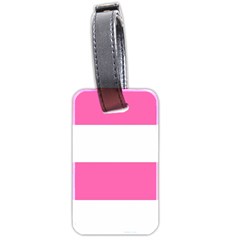 Horizontal Pink White Stripe Pattern Striped Luggage Tags (two Sides) by yoursparklingshop