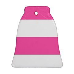 Horizontal Pink White Stripe Pattern Striped Ornament (bell) by yoursparklingshop