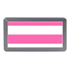 Horizontal Pink White Stripe Pattern Striped Memory Card Reader (mini) by yoursparklingshop