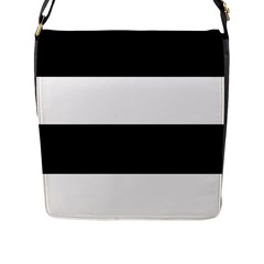 Black And White Striped Pattern Stripes Horizontal Flap Messenger Bag (l)  by yoursparklingshop