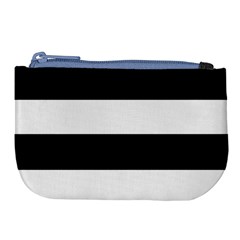 Black And White Striped Pattern Stripes Horizontal Large Coin Purse by yoursparklingshop