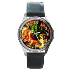 Sunset In A Desert Of Mexico Round Metal Watch by bestdesignintheworld