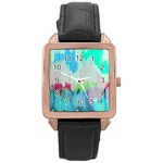 Abstract Background Rose Gold Leather Watch  Front