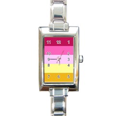 Red Orange Yellow Pink Sunny Color Combo Striped Pattern Stripes Rectangle Italian Charm Watch by yoursparklingshop