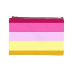 Red Orange Yellow Pink Sunny Color Combo Striped Pattern Stripes Cosmetic Bag (large)  by yoursparklingshop