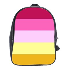 Red Orange Yellow Pink Sunny Color Combo Striped Pattern Stripes School Bag (large) by yoursparklingshop