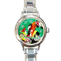Tulips First Sprouts 7 Round Italian Charm Watch by bestdesignintheworld