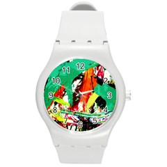 Tulips First Sprouts 7 Round Plastic Sport Watch (m) by bestdesignintheworld