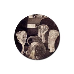 Jurisprudence - Gustav Klimt Rubber Round Coaster (4 Pack)  by Valentinaart