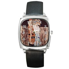 The Three Ages Of Woman- Gustav Klimt Square Metal Watch by Valentinaart