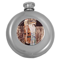 The Three Ages Of Woman- Gustav Klimt Round Hip Flask (5 Oz) by Valentinaart