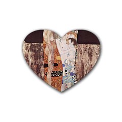 The Three Ages Of Woman- Gustav Klimt Heart Coaster (4 Pack)  by Valentinaart