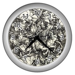 Four Horsemen Of The Apocalypse - Albrecht Dürer Wall Clocks (silver)  by Valentinaart