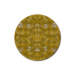 Golden Stars In Modern Renaissance Style Rubber Round Coaster (4 Pack)  by pepitasart