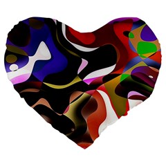 Abstract Full Colour Background Large 19  Premium Flano Heart Shape Cushions by Modern2018