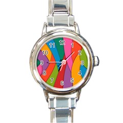 Abstract Background Colrful Round Italian Charm Watch by Modern2018