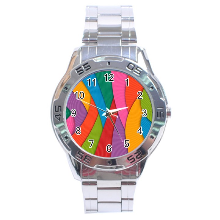 Abstract Background Colrful Stainless Steel Analogue Watch