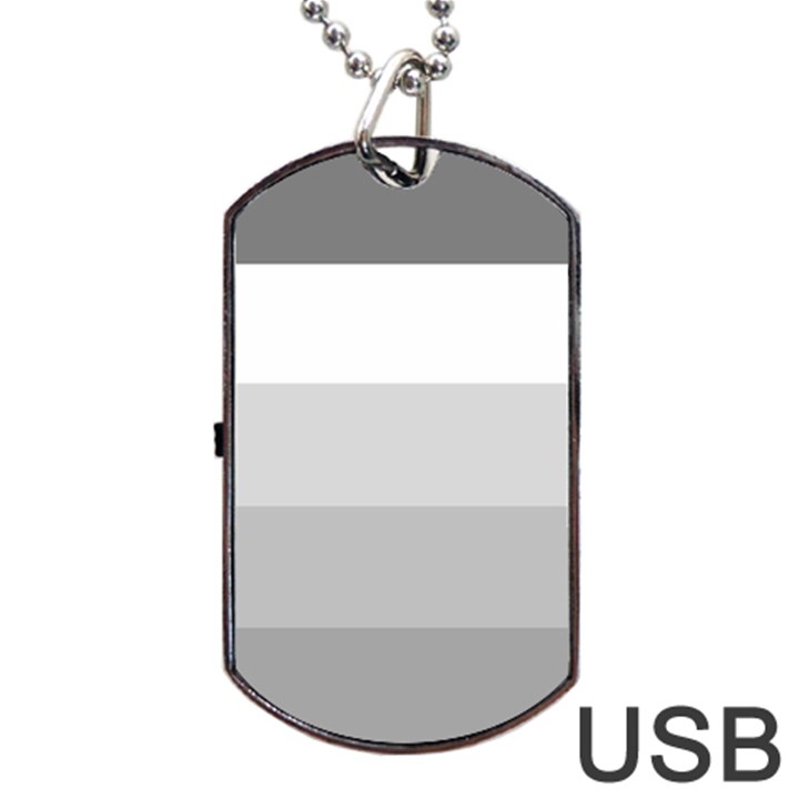 Elegant Shades Of Gray Stripes Pattern Striped Dog Tag USB Flash (One Side)