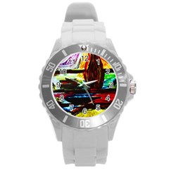 House Will Be Built 2 Round Plastic Sport Watch (l) by bestdesignintheworld