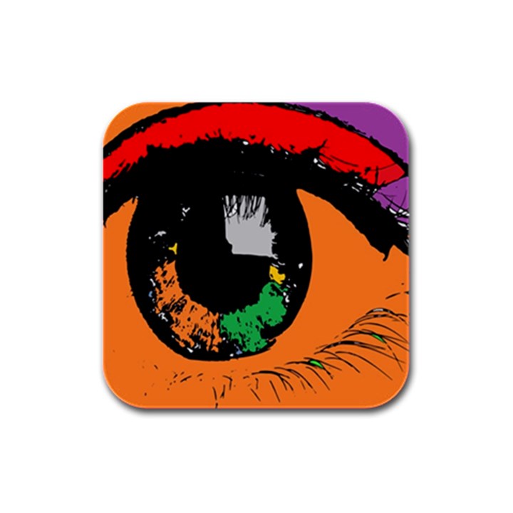 Eyes Makeup Human Drawing Color Rubber Square Coaster (4 pack) 