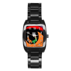 Eyes Makeup Human Drawing Color Stainless Steel Barrel Watch by Simbadda