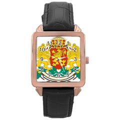 Coat of Arms of Bulgaria Rose Gold Leather Watch 