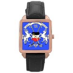 Coat Of Arms Of Upper Volta Rose Gold Leather Watch 