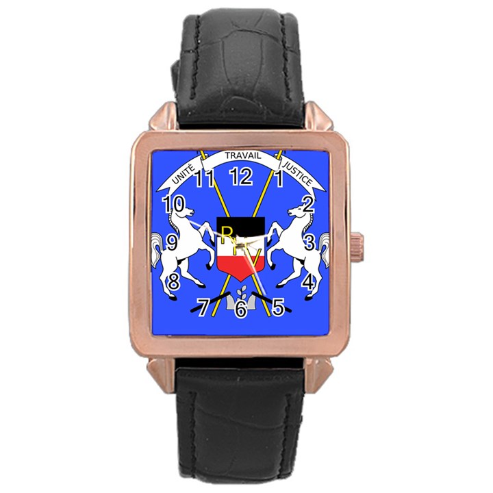 Coat of Arms of Upper Volta Rose Gold Leather Watch 