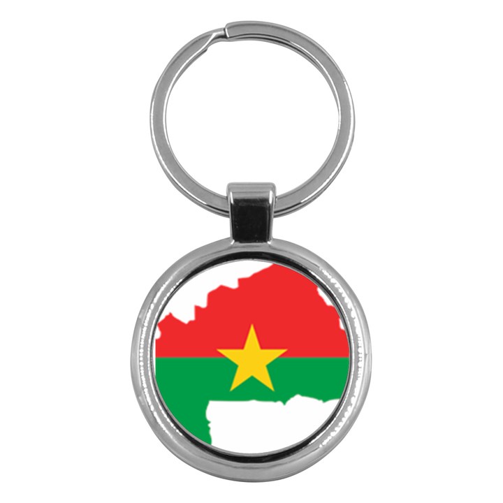 Burkina Faso Flag Map  Key Chains (Round) 