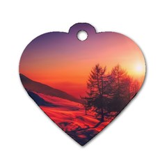 Italy Sunrise Sky Clouds Beautiful Dog Tag Heart (One Side)