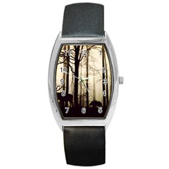 Forest Fog Hirsch Wild Boars Barrel Style Metal Watch by Simbadda