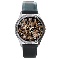 Structure Background Pattern Round Metal Watch