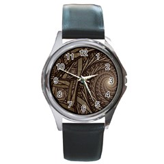 Abstract Pattern Graphics Round Metal Watch by Simbadda