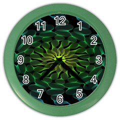 Abstract Ribbon Green Blue Hues Color Wall Clocks by Simbadda