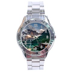 Italy Mountains Pragser Wildsee Stainless Steel Analogue Watch by Simbadda