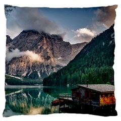 Italy Mountains Pragser Wildsee Large Cushion Case (one Side) by Simbadda