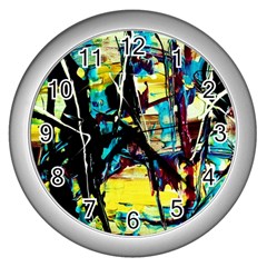 Dance Of Oil Towers 3 Wall Clocks (silver)  by bestdesignintheworld