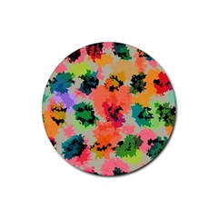 Colorful Spots                                   Rubber Round Coaster (4 Pack) by LalyLauraFLM